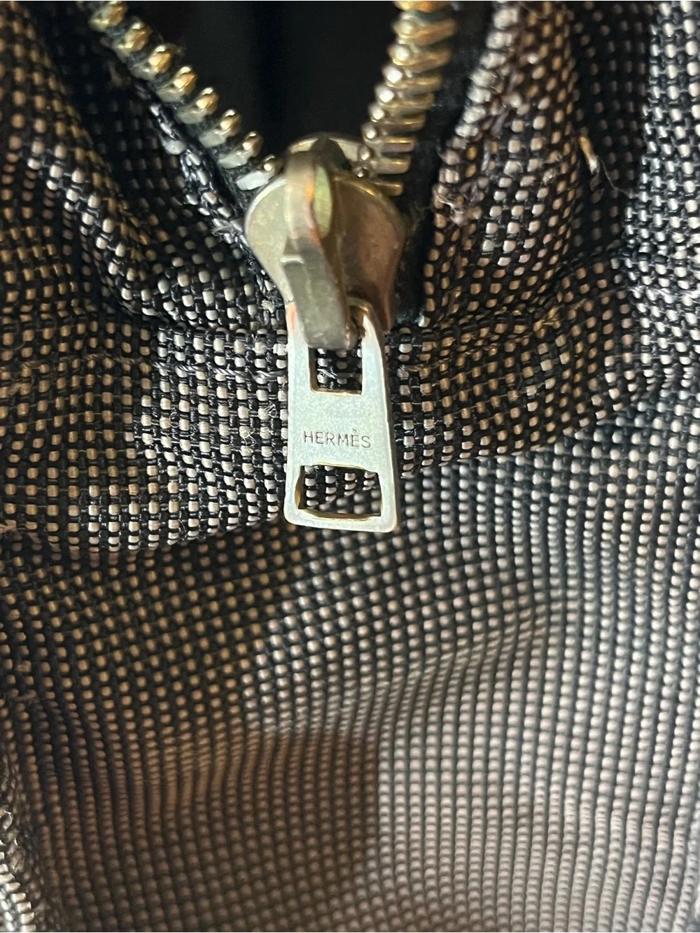 Hermes Fourre Tout MM Gray Black Toile H Canvas Tote Bag France AS-IS 🇫🇷